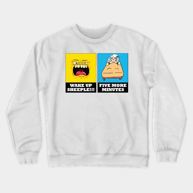 Ironic Wake Up Sheeple Design Crewneck Sweatshirt by Watersolution